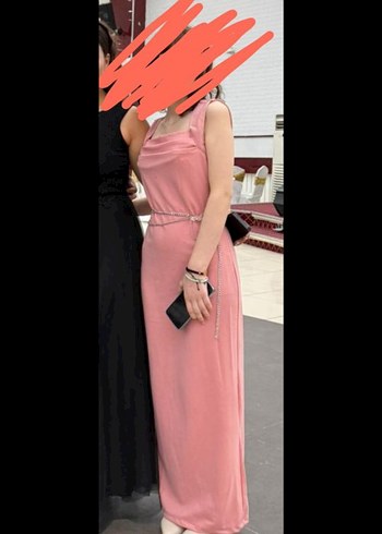 Pembe Uzun Askılı Kadın Elbise s beden - Görsel 2