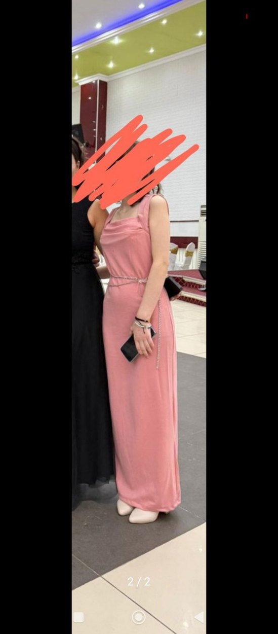 Pembe Uzun Askılı Kadın Elbise s beden - Görsel 2