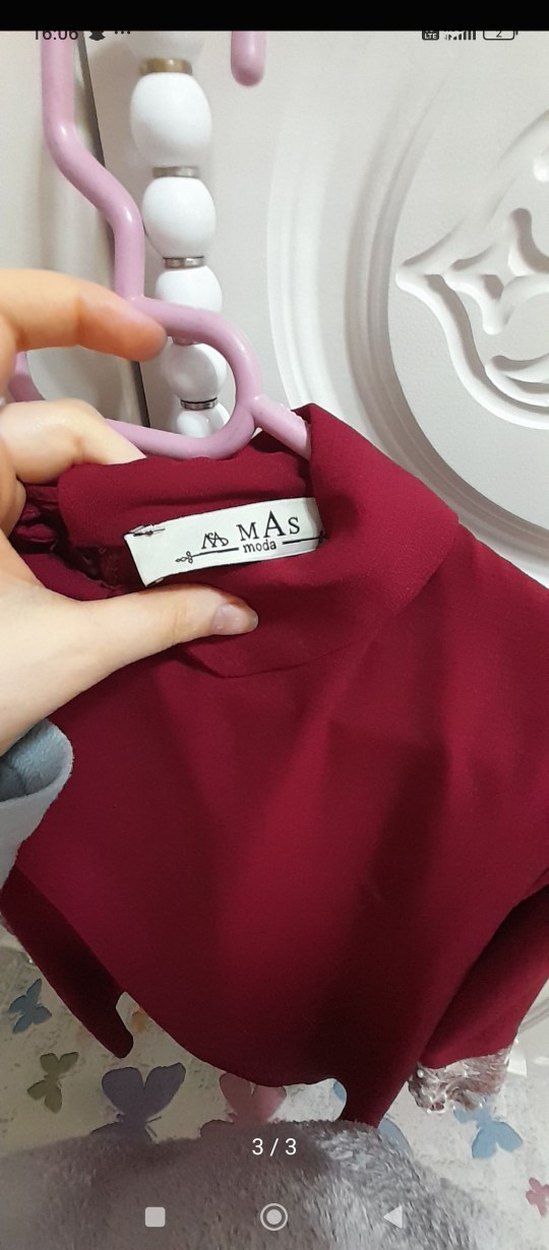 Bordo Dantel Detaylı Midi Tunik - Görsel 3