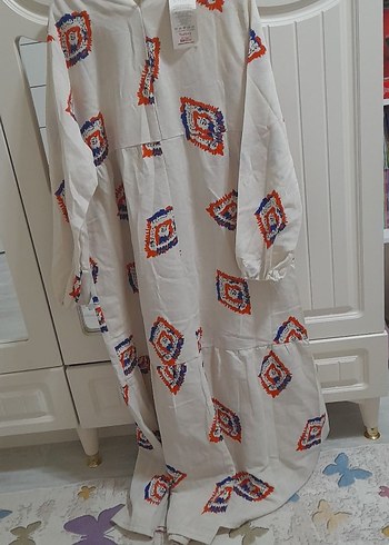 Renkli Bohem tesettür Uzun Elbise - Görsel 2