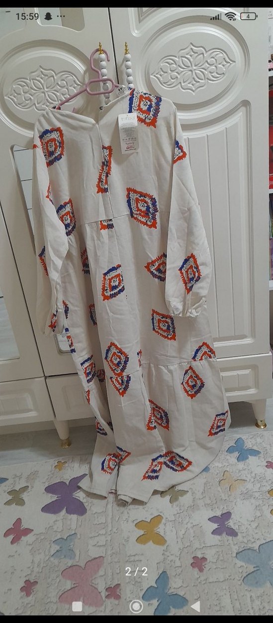 Renkli Bohem  tesettür Uzun Elbise - Görsel 2