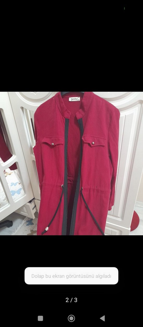 Bordo Uzun Kadın Ceket Fermuarlı - Görsel 2