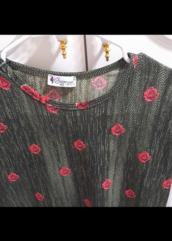 Çiçek Desenli Kırmızı  Tunik - Görsel 2