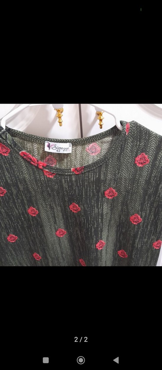 Çiçek Desenli Kırmızı  Tunik - Görsel 2