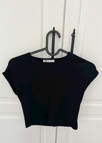 Siyah Kısa Kollu Crop Top