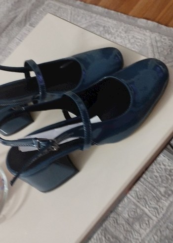 Zara Koyu Mavi Tokalı Kadın Topuklu Ayakkabı