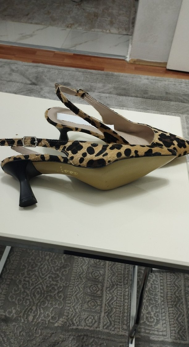 Leopar Desenli Süet Kadın Stiletto - Görsel 2