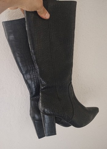 Siyah Parlak Yılan Desenli Stiletto - Görsel 2