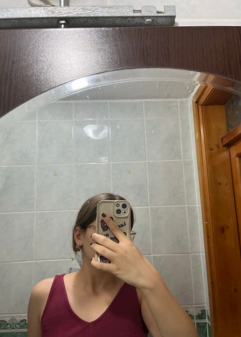 m Beden bordo Renk Bordo V Yaka Kadın Atlet