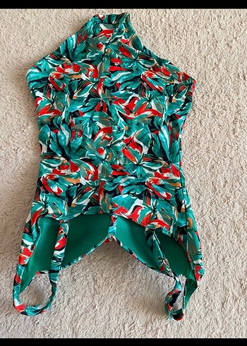 Çok Renkli Drapeli Mini Kadın Mayo - Görsel 3