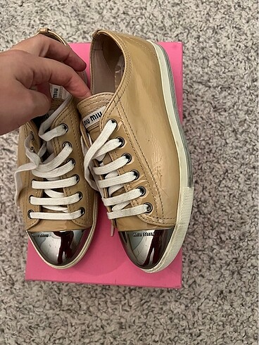 Miu Miu Miu Miu Deri Kadın Sneaker Ten Rengi