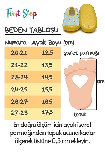 22 Beden çeşitli Renk First step deniz ayakkabısı