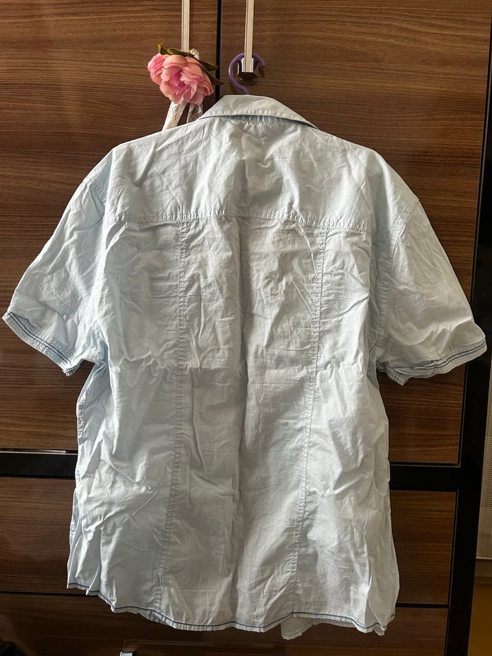 Açık mavi kısa kollu erkek gömlek - Görsel 2