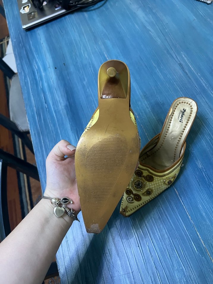 Bohem Vintage Nakışlı Boncuk Detaylı Kadın İnce Topuk Terlik - Görsel 2