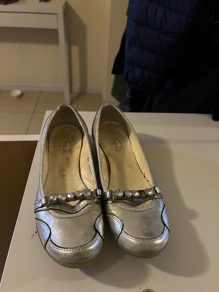 2000s Gümüş Renkli Tokalı Kadın Babet - Görsel 2