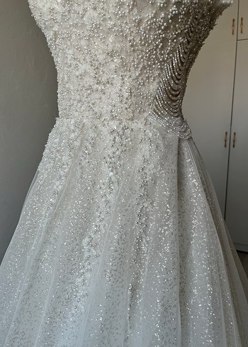 Straplez A Kesim Beyaz Gelinlik - Görsel 8