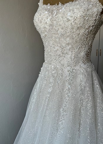 Straplez A Kesim Beyaz Gelinlik - Görsel 6