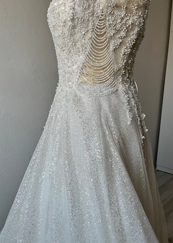 Straplez A Kesim Beyaz Gelinlik - Görsel 12