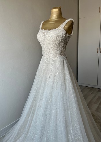 Straplez A Kesim Beyaz Gelinlik - Görsel 10