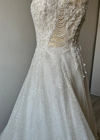 Straplez A Kesim Beyaz Gelinlik - Görsel 5