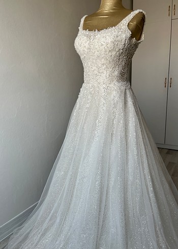 Straplez A Kesim Beyaz Gelinlik - Görsel 3