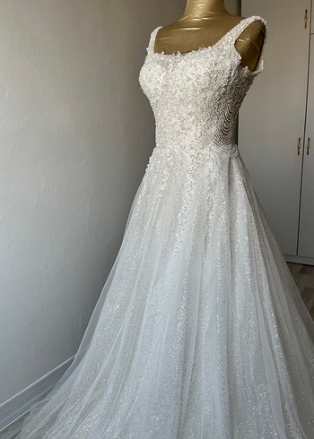 Straplez A Kesim Beyaz Gelinlik - Görsel 4