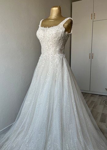 Straplez A Kesim Beyaz Gelinlik - Görsel 2