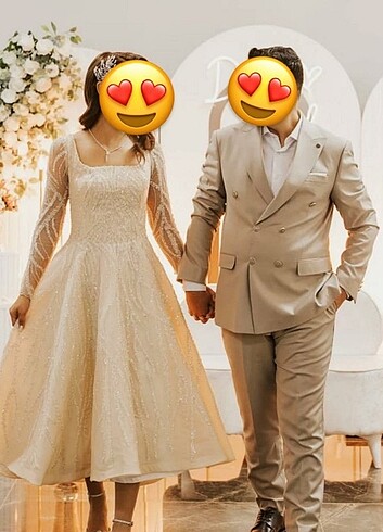 36 Beden camel Renk Taşlı abiye