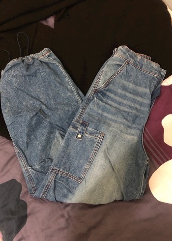 Kadın Mavi Bol Kesim Denim Pantolon - Görsel 2