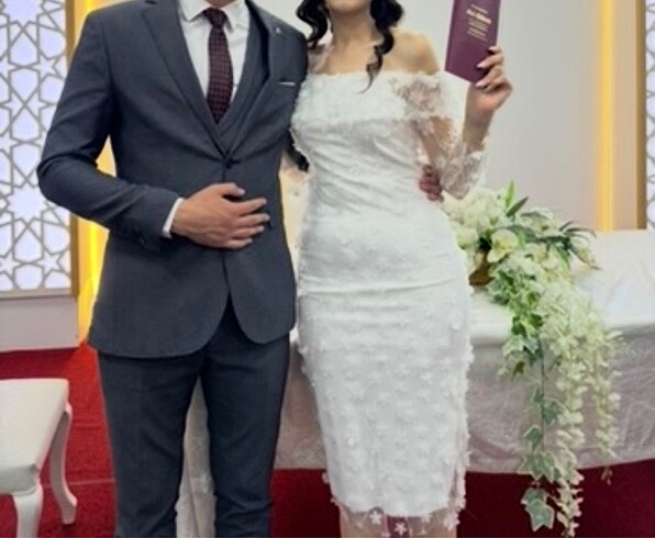 36 Beden beyaz Renk Nikah elbisesi