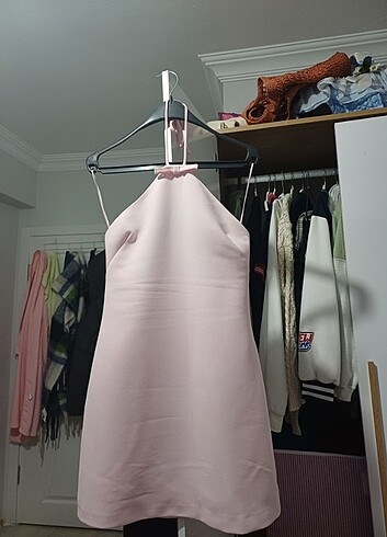 Koton pudra pembe sirt detaylı elbise 