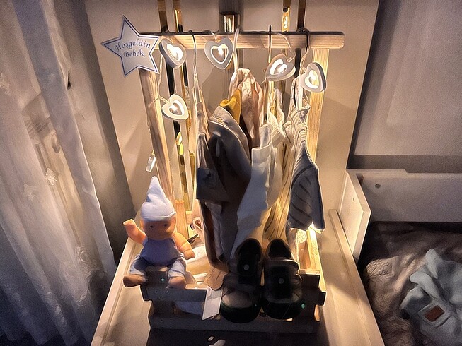 Bebek sepeti kalpli Led ile hediye sepeti - Görsel 7