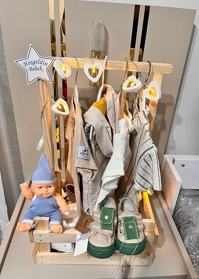 Bebek sepeti kalpli Led ile hediye sepeti - Görsel 2