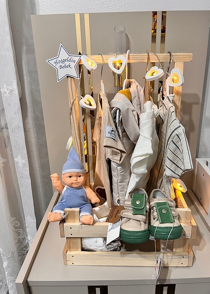 Bebek sepeti kalpli Led ile hediye sepeti - Görsel 5