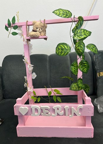 Pembe Ahşap Bebek sepeti - Görsel 2