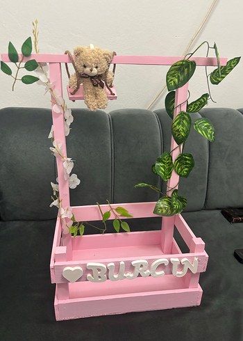 Pembe Ahşap Bebek sepeti - Görsel 5