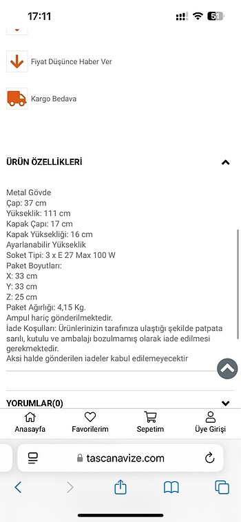 Beden siyah Renk Avize