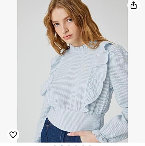 Koton Uzun Kollu Fırfır Detaylı Koton Bluz