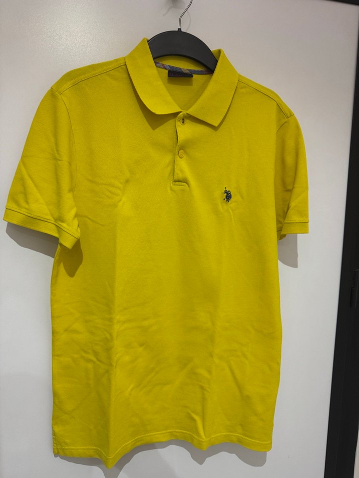 Sarı Kısa Kollu Polo Yaka Tişört - Görsel 4