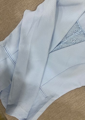 Dantel Detaylı Mavi Blazer Ceket - Görsel 3