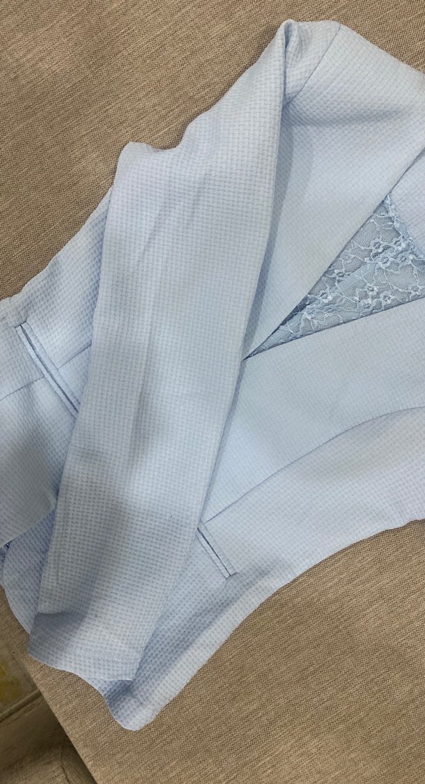 Dantel Detaylı Mavi Blazer Ceket - Görsel 3