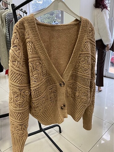 Hırka düğmeli camel