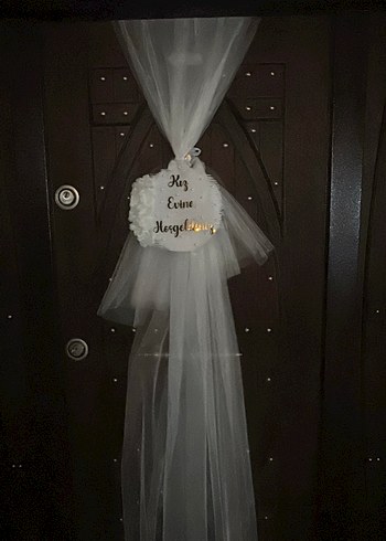 İnci Detaylı Beyaz Kız Evine Hoşgeldiniz Kapı Süsü - Görsel 2