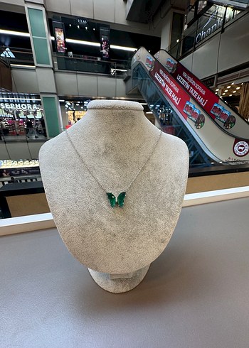 925 ayar gümüş Turkuaz taşlı kelebek kolye - Görsel 3