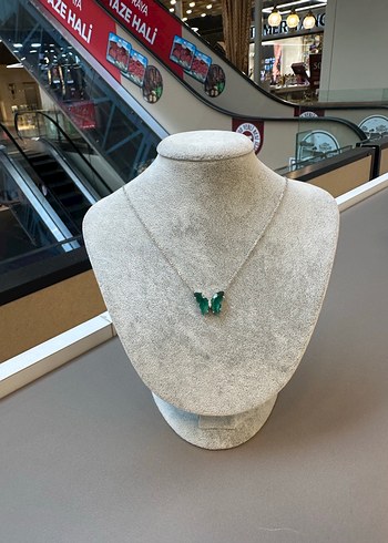 925 ayar gümüş Turkuaz taşlı kelebek kolye - Görsel 6