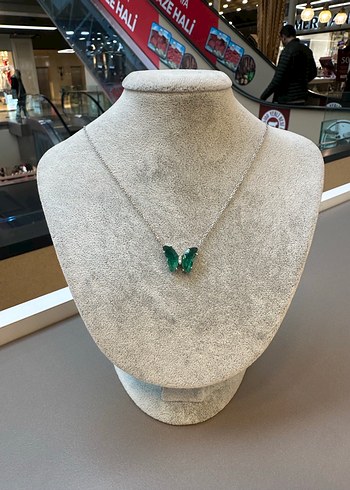 925 ayar gümüş Turkuaz taşlı kelebek kolye - Görsel 2