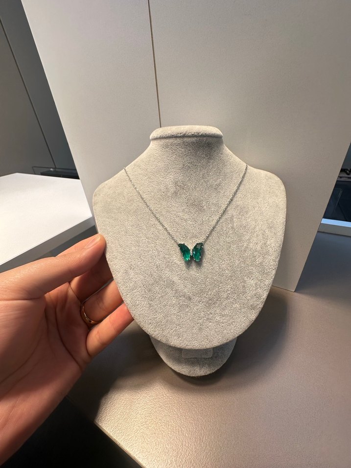 925 ayar gümüş Turkuaz taşlı kelebek kolye - Görsel 5