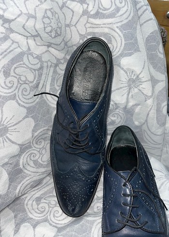 Mavi Deri Erkek Klasik Ayakkabı - Görsel 2