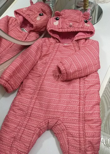 Nakışlı Pembe Kız Bebek Tulum