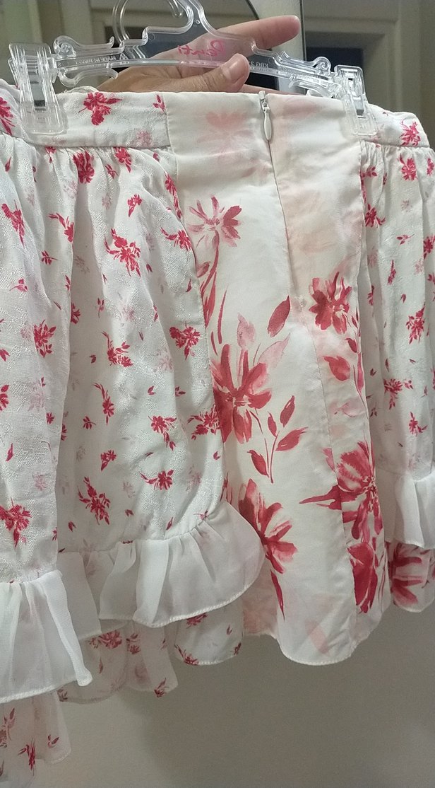 Kız Çocuk kırmızı Desenli Fırfırlı Etek - Görsel 4